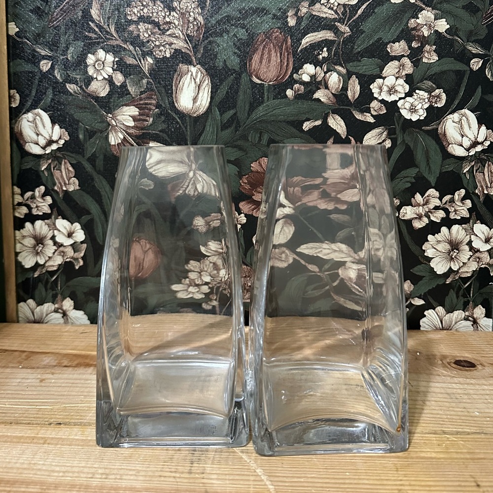 Vintage square glass flower vases
